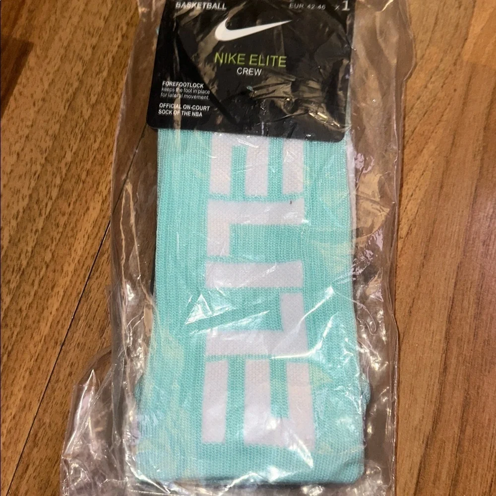 Nike Elite Crew NBA Basketball Sock Teal White Elite - NEW - MENS LARGE
